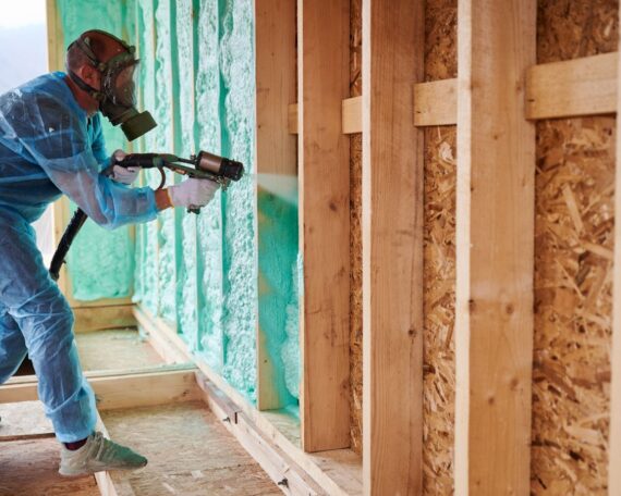 spray foam teal colors professional install