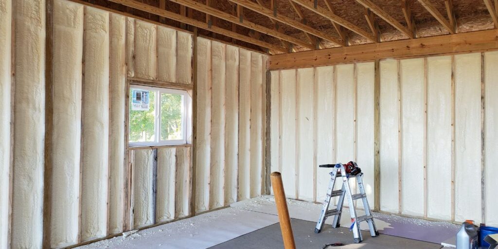 spray foam insulation inside ladder neat clean